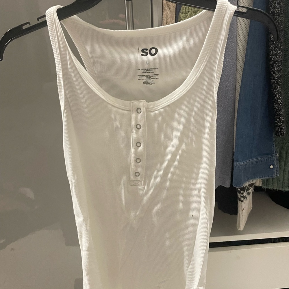 SO Women's White Button-Front Tank Top